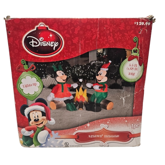 Gemmy Holiday Rare Gemmy Disney Christmas Mickey Minnie Roasting Marshmallows Inflatable
